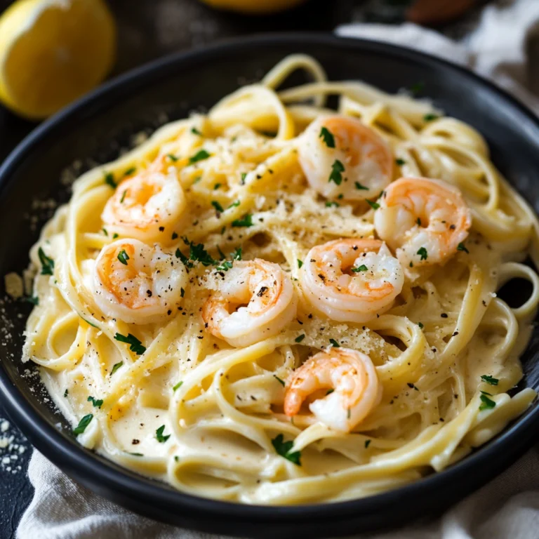 Pasta Alfredo Receta con Camarones